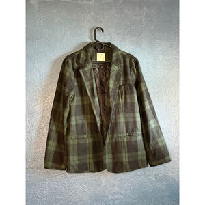 LIFE BEYOND DENIM Green/Black Plaid Wool Blazer Vintage